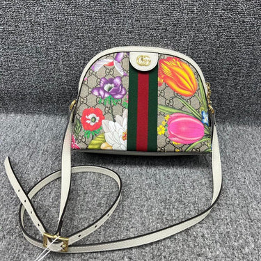 Gucci Gg Ophidia Blooms Grey & Multicolor Canvas Shoulder Bag